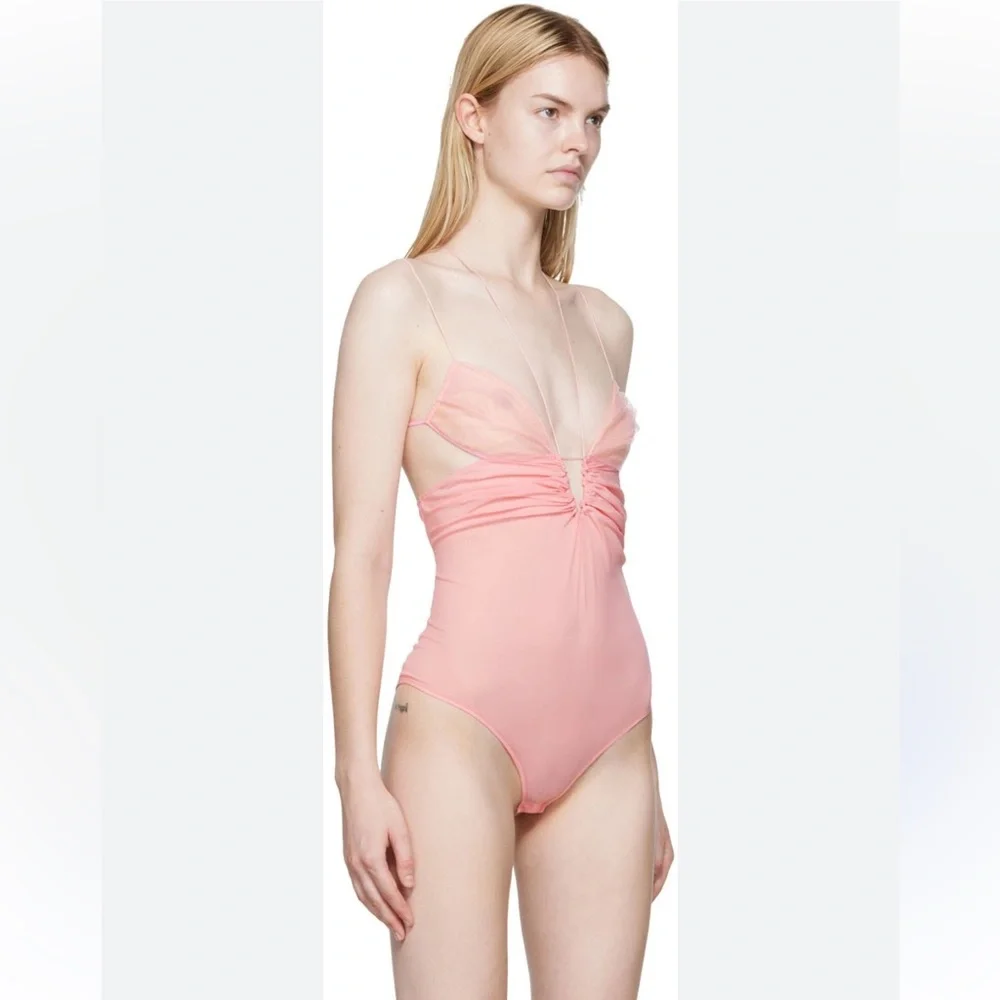 Nensi Dojaka Silk Georgette Keyhole Bodysuit in Blossom XS - Picture 7 of 14